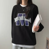 Fashionkova Vintage Logo Print Round Neck Sweatshirt