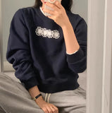 Fashionkova Embroidered Lace Flowers Pullover Sweatshirt