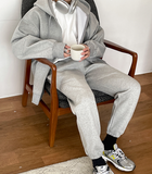 Fashionkova  No. 4091 GRAY ZIP-UP HOODIE & SWEATPANTS (TOP & BOTTOM)