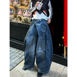 Fashionkova Blue High Waist Women Jeans Hip-hop Style Fashion Vintage Streetwear Y2K Wide Leg Jean 2024 Female Trouser Baggy Denim Pants