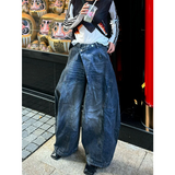 Fashionkova Party Outfit Blue High Waist Women Jeans Hip-hop Style Fashion Vintage Streetwear Y2K Wide Leg Jean 2024 Female Trouser Baggy Denim Pants