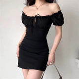 Fashionkova New Fashion Mini Dress Women's Summer Sweet Black Dress Elegant Casual Y2k Sexy Slim Dressess Party Vestidos Streetwear Spring Style 2025