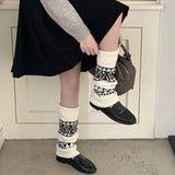 Fashionkova  Nye Outfit Women Vintage Knit Wool Leggings Covers Socks Korea Women Y2K Tulip Calf Socks Winter Thickened Leg Warmers Harajuku Leg Covers