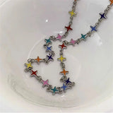Fashionkova Kpop Sweet Cool Star Cross Chains Choker Necklaces For Women Men Girls Charms Hip Hop 90s Grunge EMO Goth Jewelry Accessories