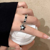 Fashionkova New Kpop Gothic Punk Retro Irregular Geometric Star Heart Ring For Women Girl Aesthetic Grunge Jewelry Y2k 2000s EMO Accessories