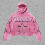 Fashionkova Christmas Gift outfit  Harajuku Pink Stars Print hoodies women graphic y2k top oversized hoodie Couples American streetwear goth women clothes