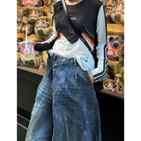 Fashionkova Party Outfit Blue High Waist Women Jeans Hip-hop Style Fashion Vintage Streetwear Y2K Wide Leg Jean 2024 Female Trouser Baggy Denim Pants