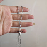 Fashionkova Punk Star Pendant Chain Necklace For Men Women Hip Hop Cool Beads Neck Y2K Jewelry