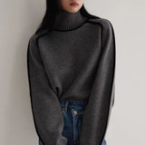 Fashionkova Turtleneck Women Clothing Sweater Pullovers Lazy Wind Fashion Autumn Winter All-match Casual Loose Long Sleeve Knitting Tops fairycore