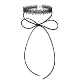 Fashionkova Goth Y2K Girl Pink Choker Cute Black Lace Bow Double layered Long Tassel Necklace For Women Charm Jewely EMO 2000s Accessory