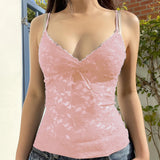 Fashionkova Sexy Fit V-Neck BowtankBase Layer Top Women's Clothing Spring Summer New Style Cross-Border Supply Polyester Fiber Tank Top Outfit Ideas