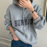Fashionkova Vintage Letter Print Loose Hoodie