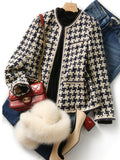 outfit inspo Fashion Coat Women's Short Autumn and Winter French Socialite Elegant Fashion Houndstooth Woven Tweed Top