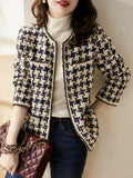 outfit inspo Fashion Coat Women's Short Autumn and Winter French Socialite Elegant Fashion Houndstooth Woven Tweed Top