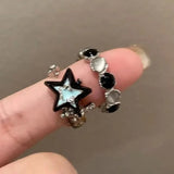 Fashionkova New Kpop Gothic Punk Retro Irregular Geometric Star Heart Ring For Women Girl Aesthetic Grunge Jewelry Y2k 2000s EMO Accessories