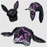 Fashionkova Niche Y2k Rabbit Ears Denim Ripped Baseball Cap Men and Women Dark Personality Metal Ring Street Trend Adjustable