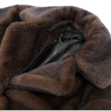 Fashionkova party look inspos Dark Brown Faux Fur Long Overcoat For Women Fashion Lapel Single Breasted Loose Fluffy Plush Warm Coat Winter Thicken Outerwear