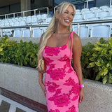 Fashionkova party look inspos Elegant 3D Flower  Long Dress for Women Slim O-neck Sleeveless Backless Hip Package Split Dresses 2024 Summer Mesh Evening Robe