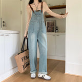 Fashionkova  Party Outfit  M-5XL Oversized Jumpsuit Rompers Women Brown Denim Pants Vintage Loose Wide Leg Pants M-5XL