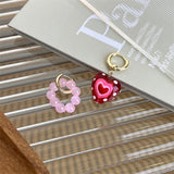 Fashionkova Kpop Trendy Cute Pink Glass Heart Shape Drop Earrings For Women Girls Y2K Fashion Aesthetic Party Jewelry Gifts Wholesale
