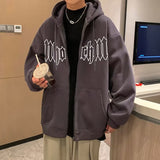 Fashionkova Christmas Gift outfit  Autumn Men's Letter Foam Print Zip up Hoodies Y2K Goth Streetwear Loose Sweatshirts Female Hip Hop Oversized Hoodie Tracksuit