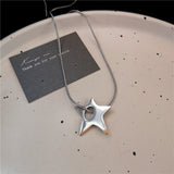 Fashionkova Stainless Steel Star Pendant Charm Necklace For Women Men Grunge Cyber Y2K Fairycore Subversive Archive Punk Choker Jewelry