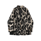 Fashionkova Fall Winter Women Woolen Oversize Gothic Leopard Print Blazer Jacket Grunge Thick Outwear Japanese Y2k Tomboy Coat Warm Harajuku