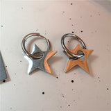 Fashionkova Punk Dangle Edgy Earrings Unique Detachable Stainless Steel Chunky Star Heart Moon Hoop Earrings For Women Men Statement Jewelry