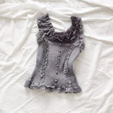 Fashionkova 2025 New Summer Lace Vest for Women External Wear Knitted Base Tank Top Summer Heavy Industry Knitted Sweater Top 2025 spring outfits