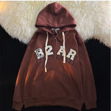 Fashionkova Letter Embroidery Zip Up Oversized Hoodie