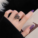 Fashionkova 2025 Trendy Game Love And Deepspace Sylus Cosplay Black Crow Rings Jewelry Punk Charm Hip Hop Accessories Halloween Prop