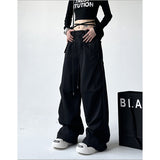 Fashionkova party outfit  Gray Y2K Parachute Pants Women Spring Summer High Street Hip Hop Oversize Pockets Cargo Trousers American Baggy Wide Leg Pants