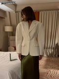 Fashionkova  Nye Outfit Chic Elegant White Waist Cinched Lapel Suit Jacket Fashion Casual Solid Color Single Breasted Coat New 2025 Ladies Street Coats