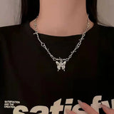 Fashionkova Kpop Y2k Vintage Butterfly Star Cross Pendant Rope Choker Necklace Goth Women Egirl Vintage Cute Punk Cool Grunge EMO Jewelry