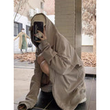 Fashionkova Solid Zip Up Oversized Hoodie