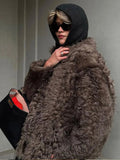 Fashionkova party look inspos Elegant Thicken Fur Coat For Women Fashion Warm Stand Up Collar Coats Casual Solid 2023 Winter Long Sleeves Ladies Faux Fur Coat