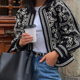 Fashionkova party look inspos Fashion Printed Short Set for Women Chic  O-neck Lantern Sleeve Coat High Waist Mini Shorts 2024 Autumn New Lady 2 Pieces Sets