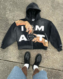 Fashionkova Hip-hop Trendy Streetwear Y2K Harajuku American Retro Letter Print Zipper Hoodie Men's Punk Casual Colorful Oversized Sweatshirt