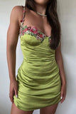 Fashionkova Floral Spaghetti Straps Homecoming Dresses Mini Celebrity Dress     fg6093