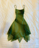 Fashionkova A line green shinny dress sexy party dress Homecoming Dress