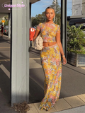 Fashionkova Women Sexy Lace Printed See Through Vest Sets Fashion High Waist Slim Fit Long Skirt Set Lady Spring New Beach Party Outfit 2025
