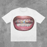 Fashionkova Streetwear T Shirt Y2K Hip Hop Punk Rock Letter Graphic Print Oversized TShirt Mens Womens Round Neck Cotton Short Sleeve Tops
