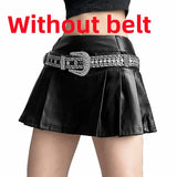 Fashionkova Women Mall Streetwear Punk Sliver Skirt High Waist Pleated Harajuku Cyber Emo Alternative Rave Outfit Female Falda Sexy Mujer ootd