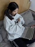 Fashionkova Vintage Spider Web Print Oversized Hoodie