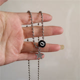 Fashionkova Punk Star Pendant Chain Necklace For Men Women Hip Hop Cool Beads Neck Y2K Jewelry