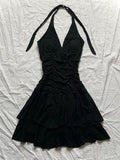 FashionKova-Punk Sexy Dresses Women Clothes Summer Vintage 90s Korea Dress Sweet Girl High Waist Slim Gothic Harajuku Y2k Short Halter Dress