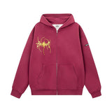 Fashionkova Embroidery Spider Zip Up Oversized Hoodie
