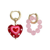 Fashionkova Kpop Trendy Cute Pink Glass Heart Shape Drop Earrings For Women Girls Y2K Fashion Aesthetic Party Jewelry Gifts Wholesale