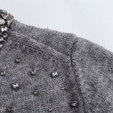 Fashionkova Autumn New Women's Fashion Casual Versatile Round Neck Short Sleeve Jewelry Knitted Cardigan Coat Valentine's Day Aesthetic