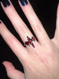 Fashionkova Y2K Gothic Animal Spider Ring Creative Grunge Jewelry Accessories Irregular Red Crystal Glass Heart Aesthetic Rings For Women